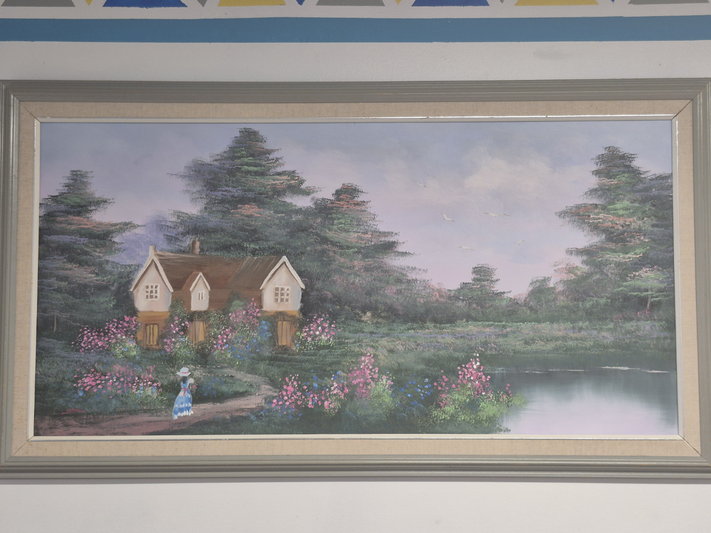 Framed Cottage Landscape Painting - photo 3