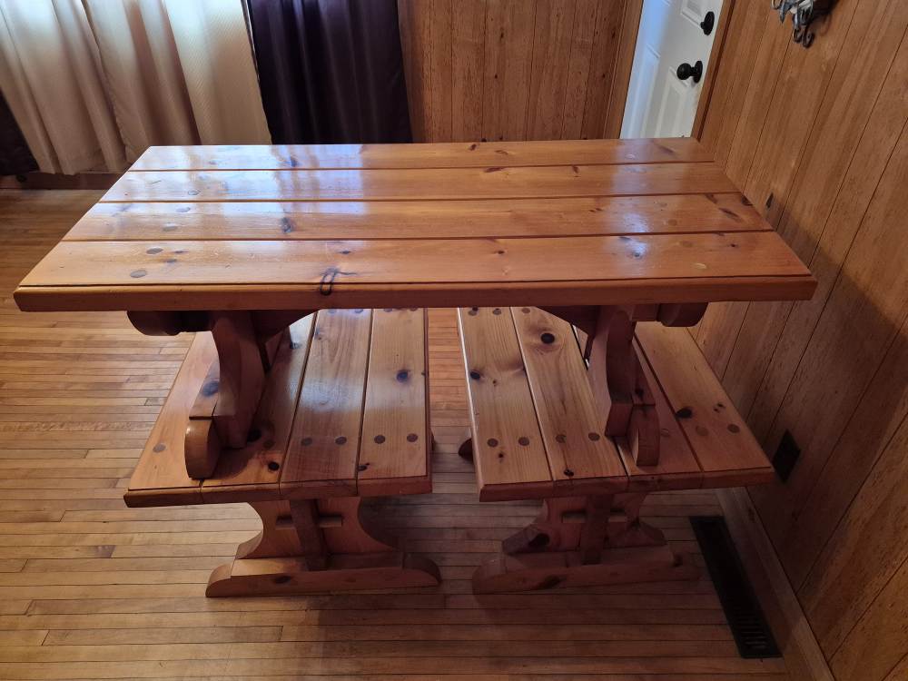 Rustic Pine Table and Bench Set