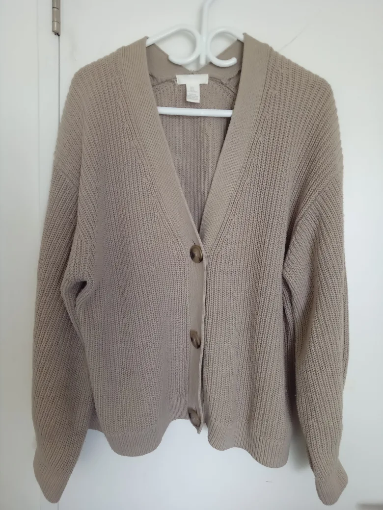 H&M Beige Knit Cardigan - Size Large thumbnail