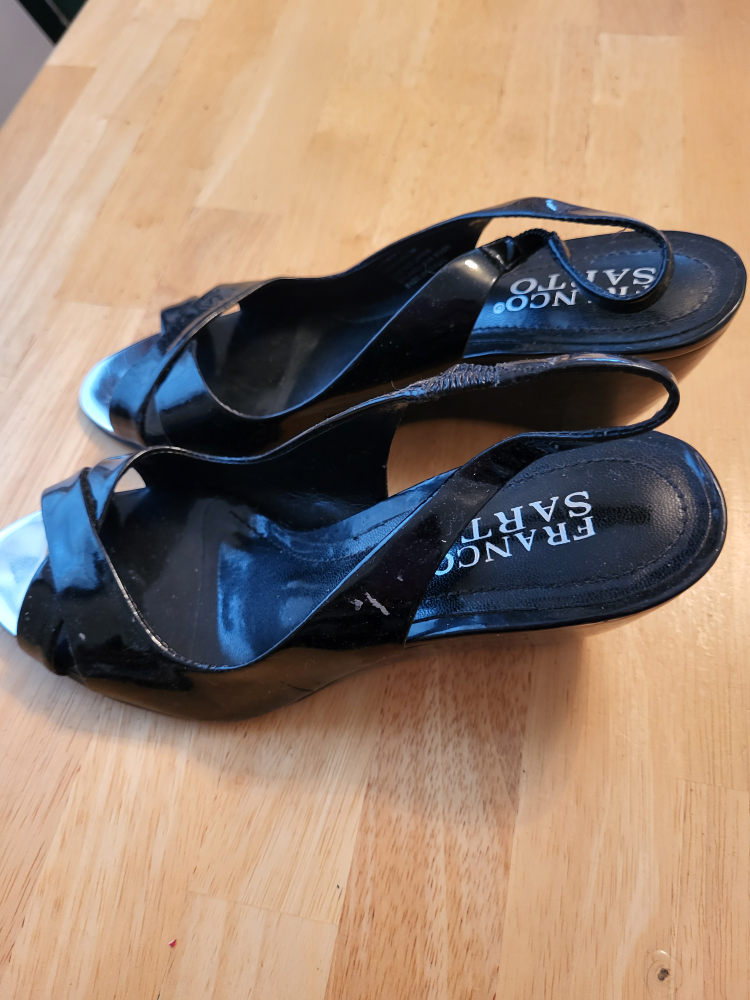 Franco Sarto Black Patent Leather Slingback Wedges - photo 3
