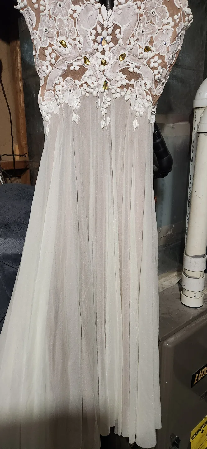 Stunning Beige and White Dance Dress💚 image indicator(4)