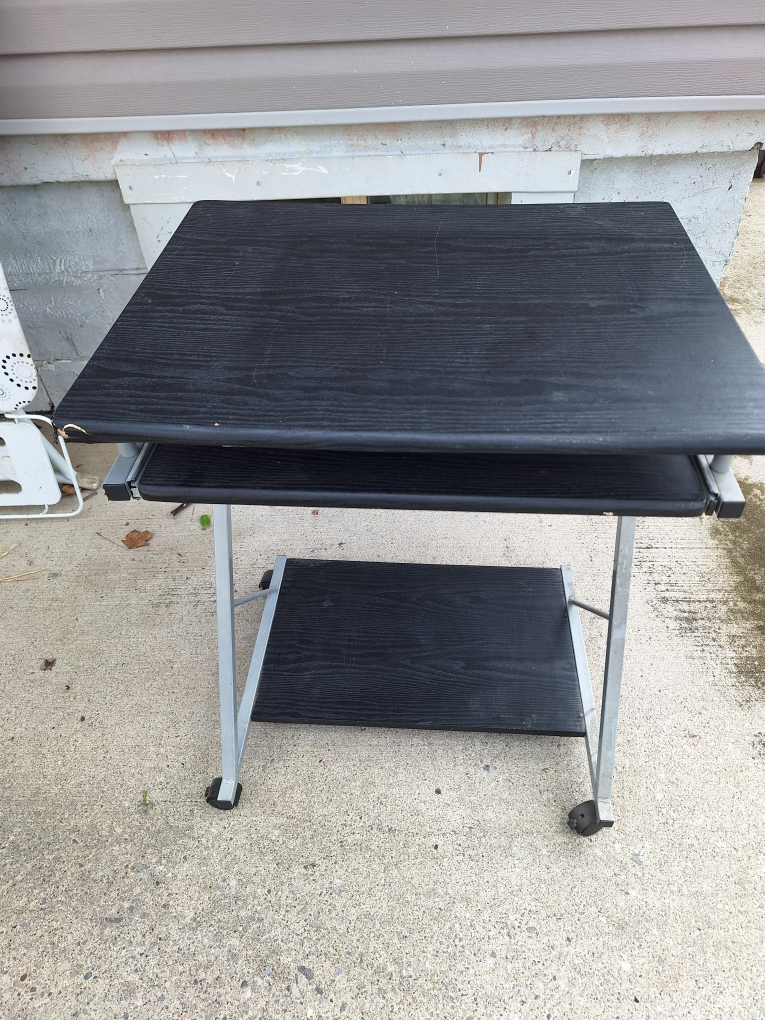 Black Computer Desk with Keyboard Tray and Wheels - photo 3