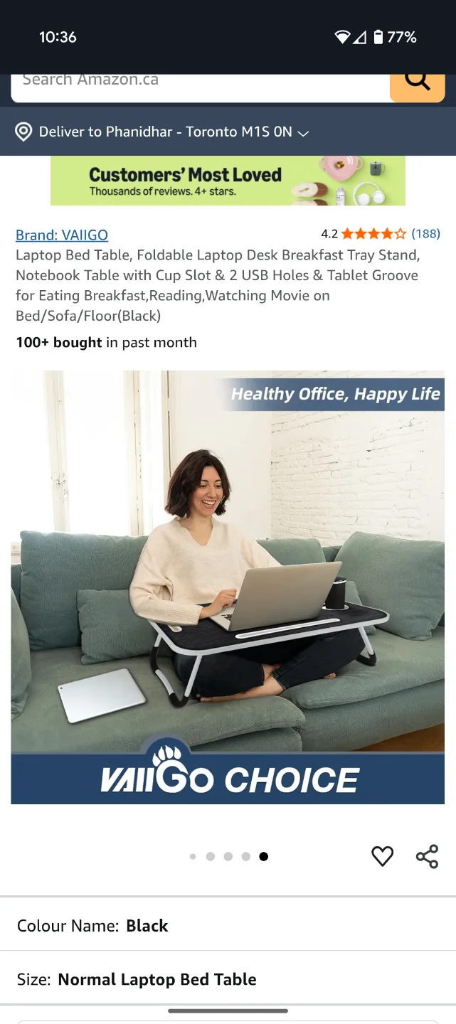 VAIGO Laptop Bed Table - Foldable Laptop Desk image indicator(5)