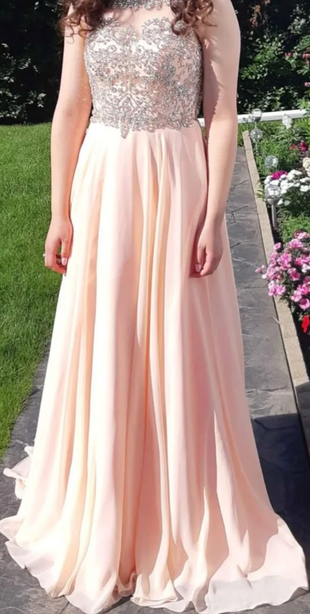 🥕Peach Beaded Prom Dress image indicator(2)