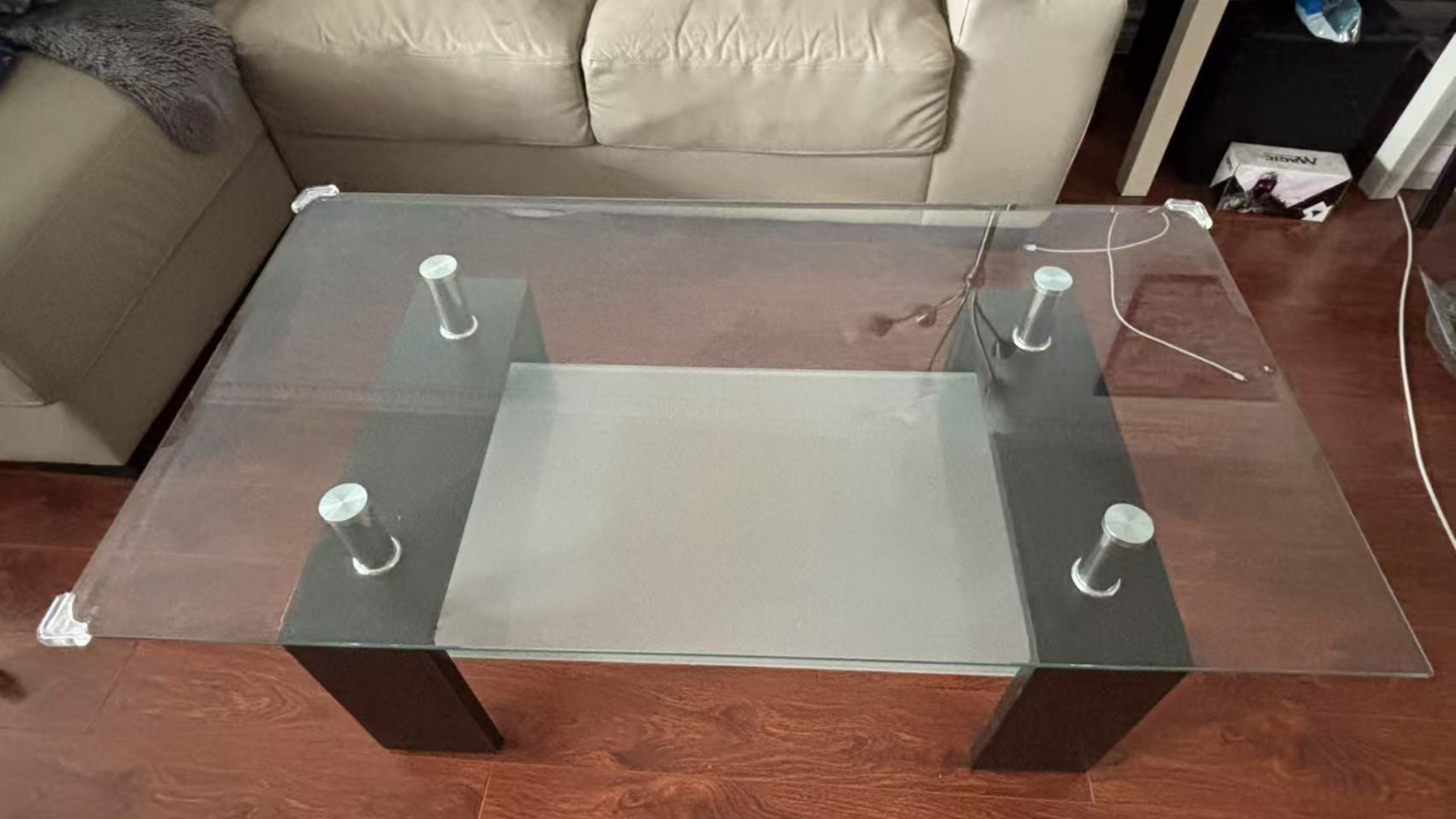 Glass top coffee table