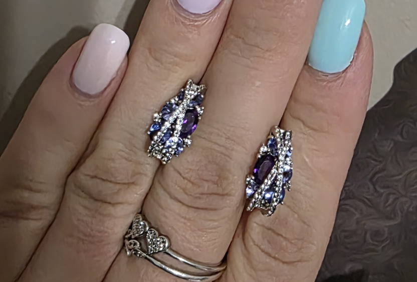 Stunning Amethyst and Zirconia Earrings