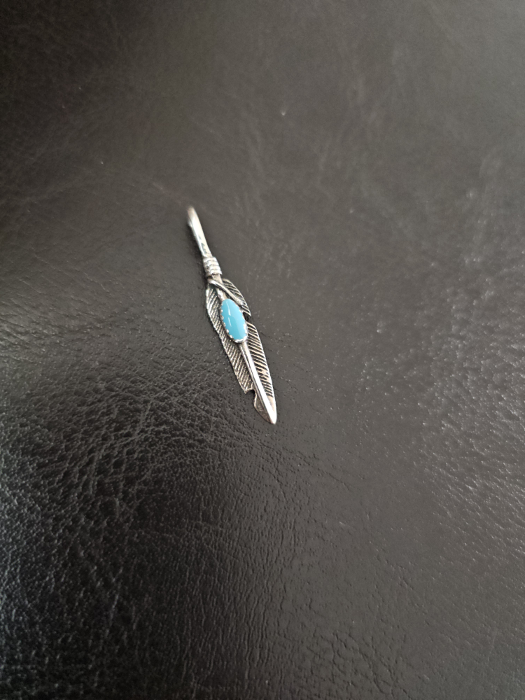 Sterling Silver Turquoise Feather Pendant - photo 3