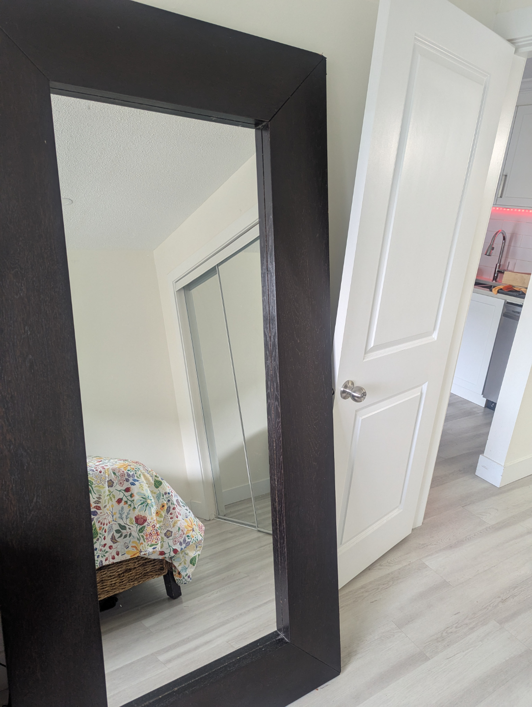 Large Floor Mirror with Dark Wood Frame - photo 2
