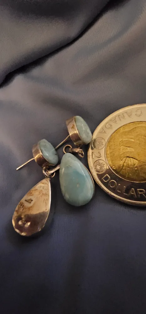 💚sterling silver 9.25 Larimar Drop Earrings image indicator(3)