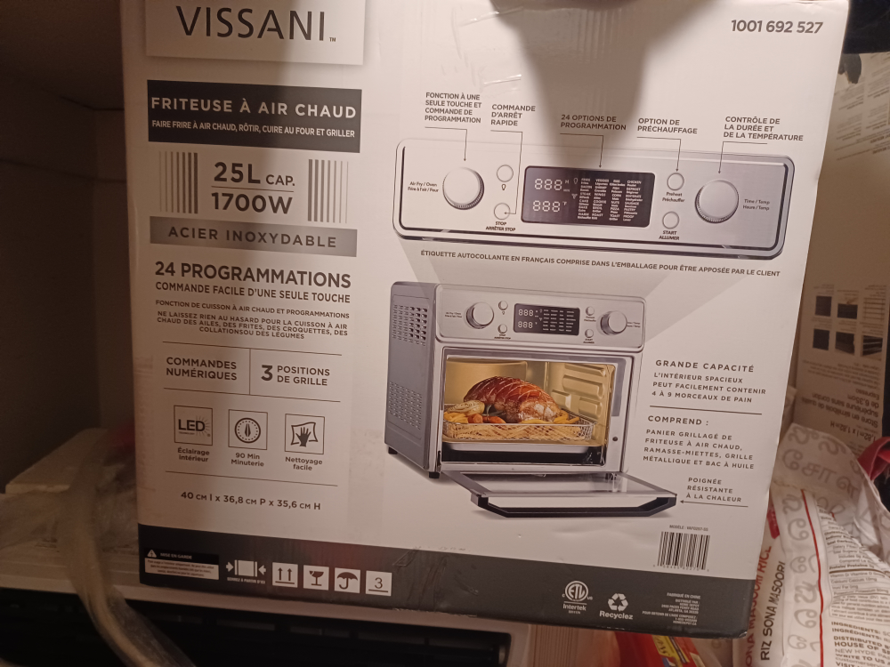 Vissani 25L 1700W Air Fryer with 24 Presets