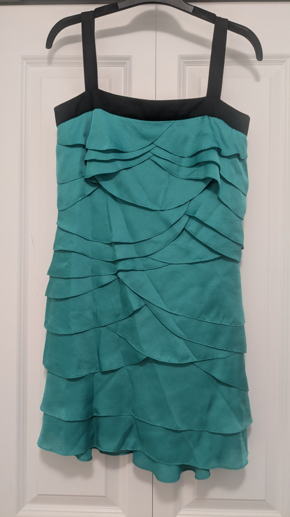 BCBG Maxazria Emerald Green Ruched Layered Cocktail Dress