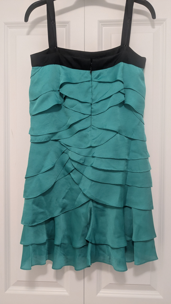 BCBG Maxazria Emerald Green Ruched Layered Cocktail Dress - photo 2