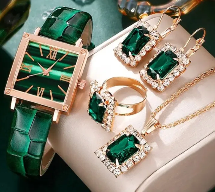 Women's Fashion Jewelry Set: Watch, Necklace, Earrings, Ring thumbnail