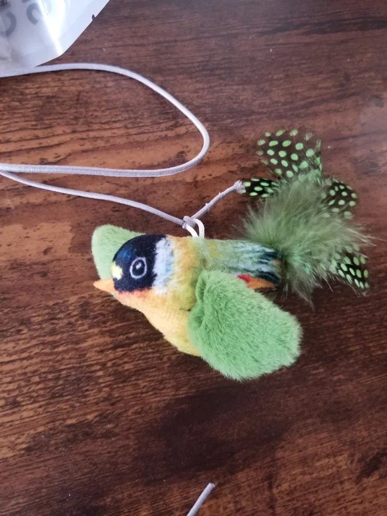 Cat toy chirping bird on string brand new image indicator(2)
