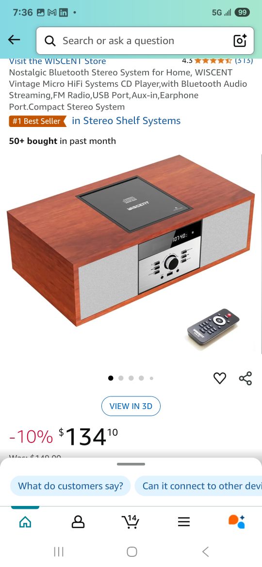 WISCENT Micro CD System - Bluetooth, USB, Radio, Aux
