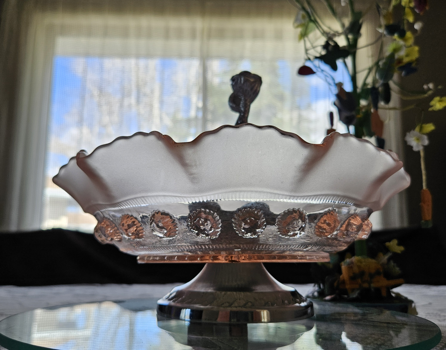 Vintage Pink Depression Glass Footed Serving Dish - photo 5