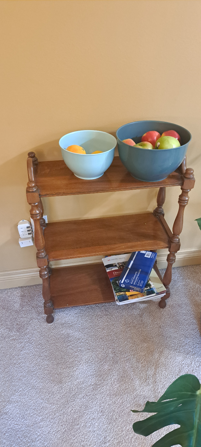 Vintage Wooden Three-Tier Serving Cart