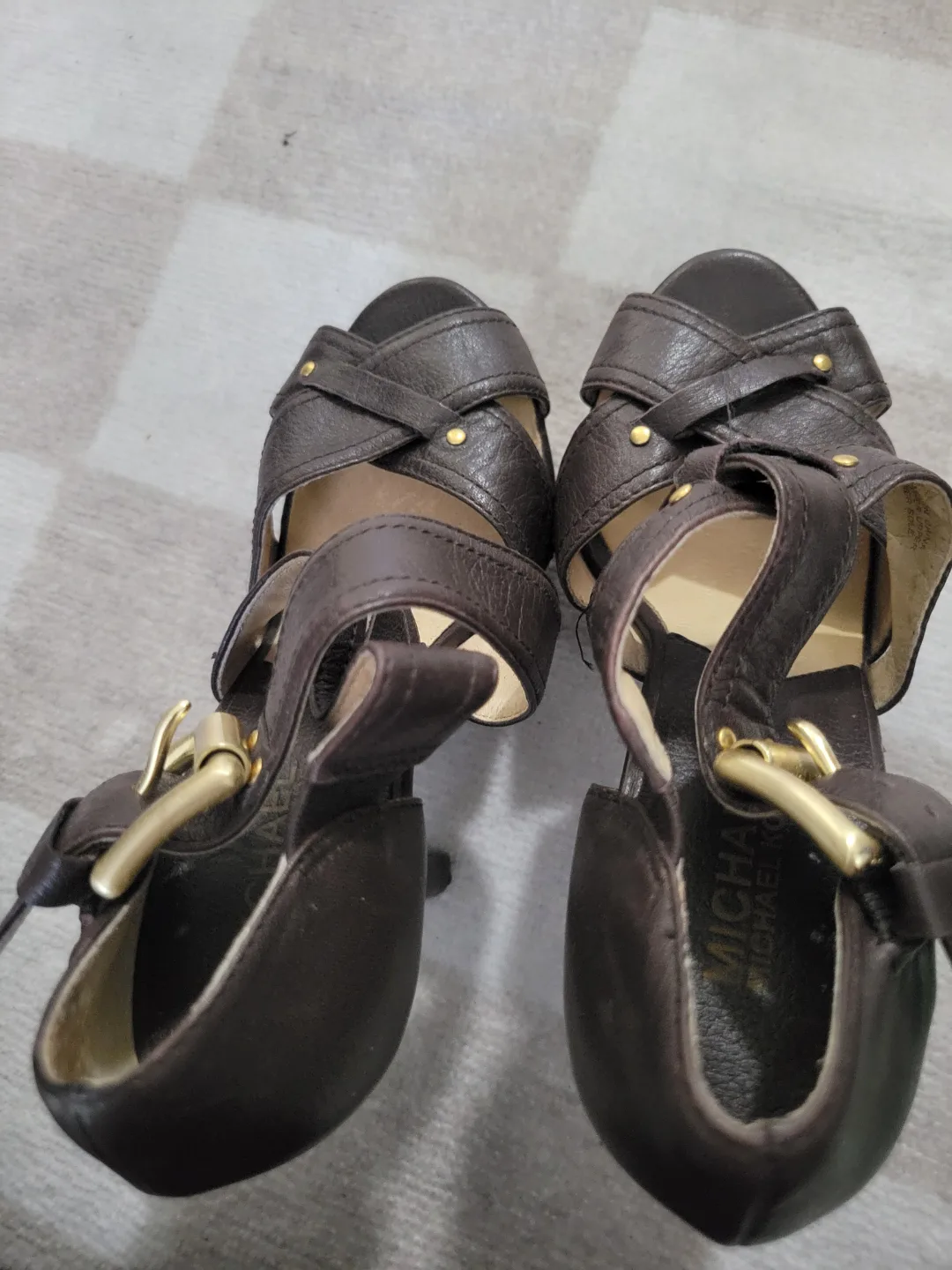 Michael Kors Brown Leather Sandals thumbnail