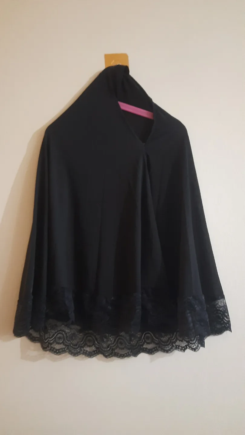 Black Lace stitched hijab thumbnail