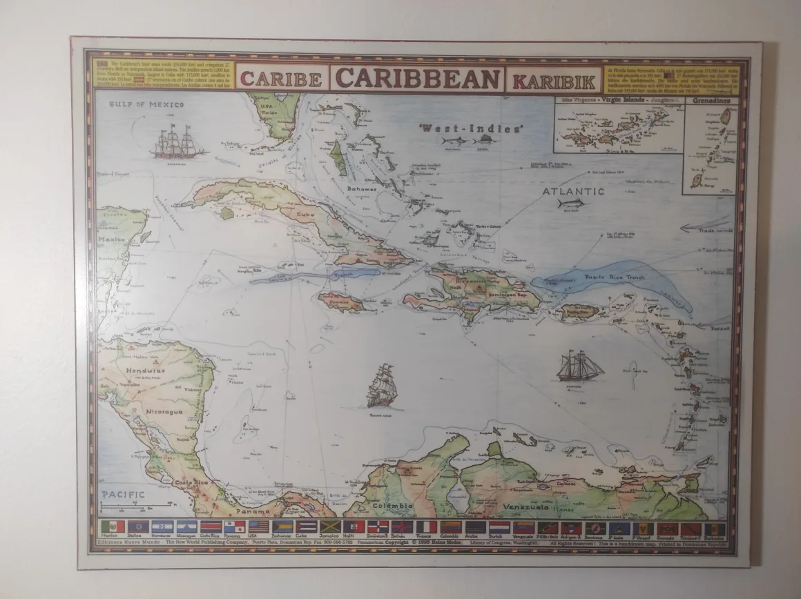 Vintage Caribbean Map Wall Art thumbnail