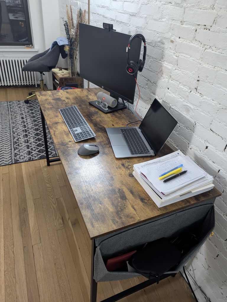 Desk with side pocket