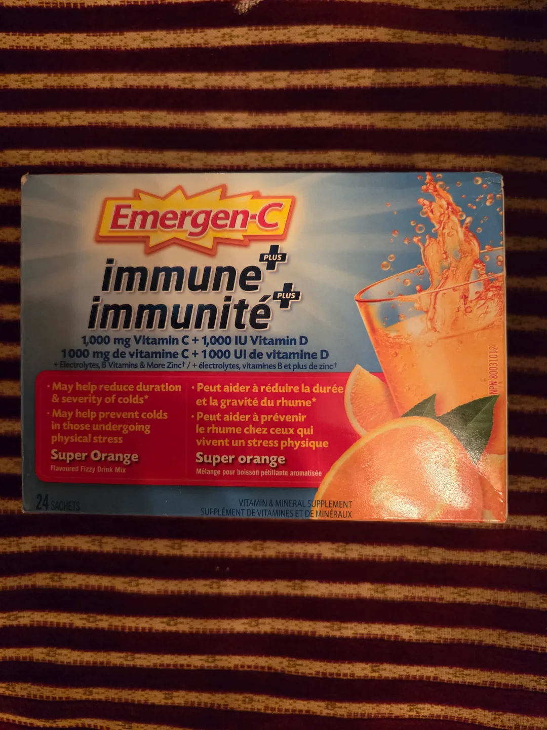 Emergen-C Immune Plus Super Orange Flavoured Fizzy Drink Mix thumbnail
