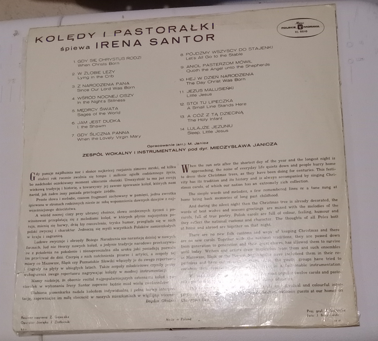 Vintage Polish Christmas Record - Irena Santos - Płyta Winelowa - photo 2