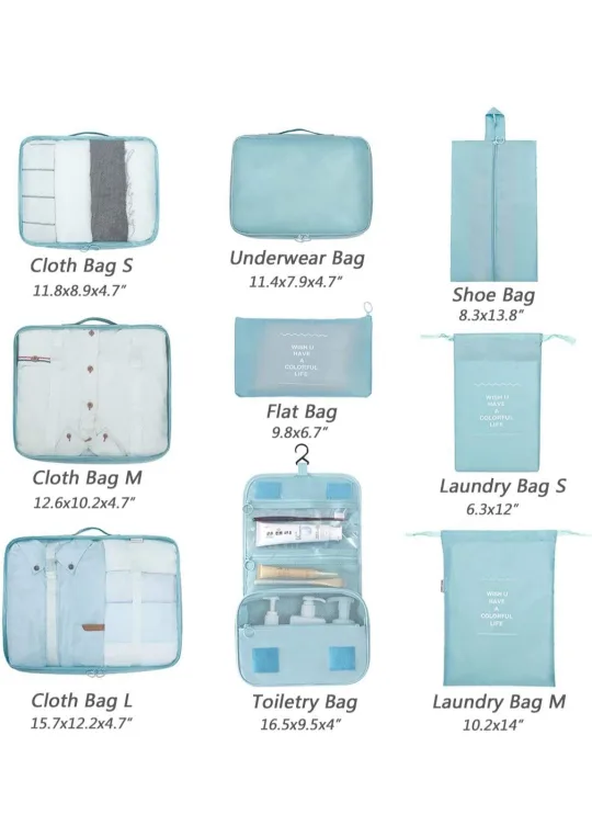 BNIB 9-Piece Black Packing Cube Set image indicator(7)