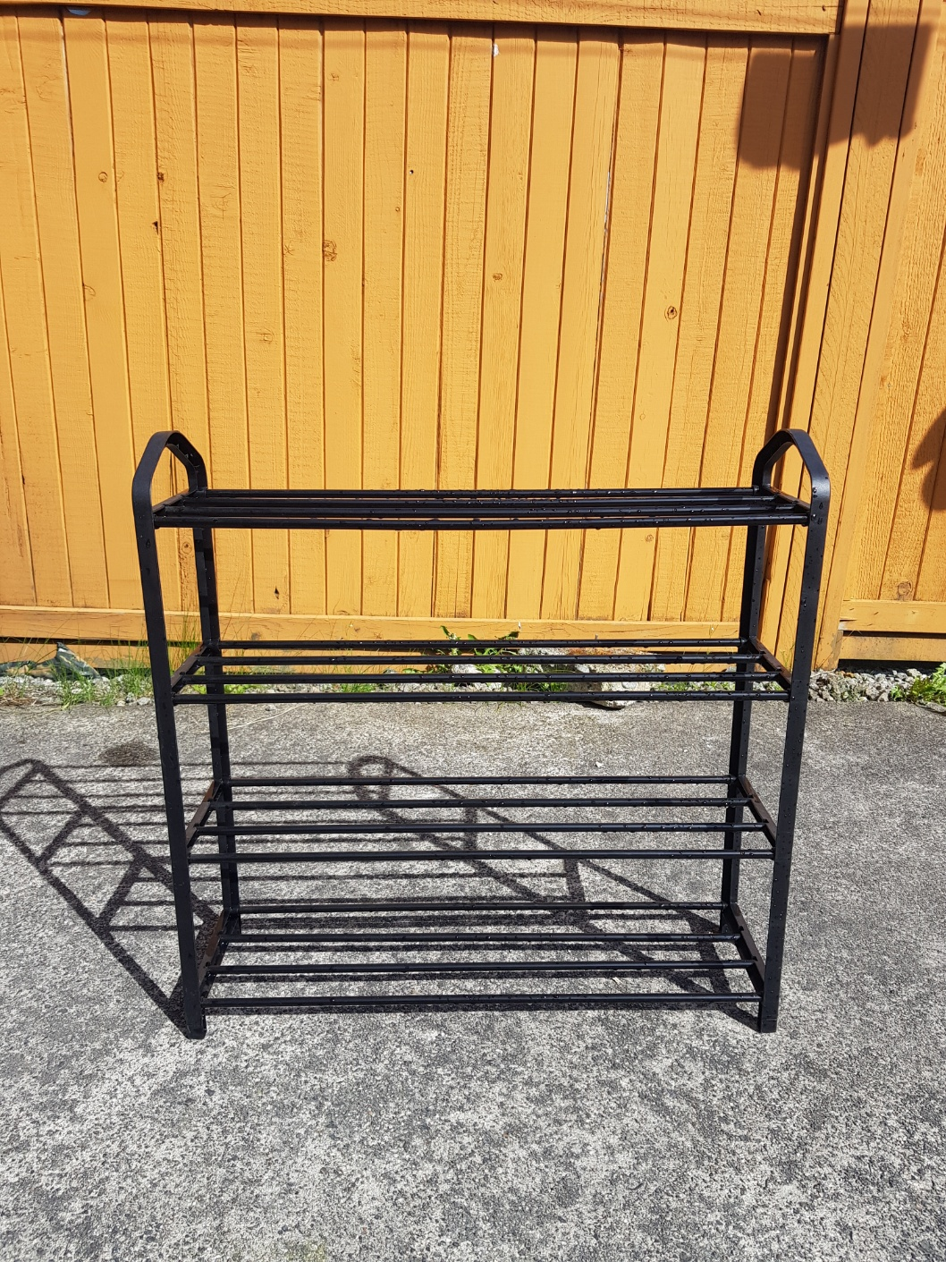 Black Metal 3-Tier Shoe Rack