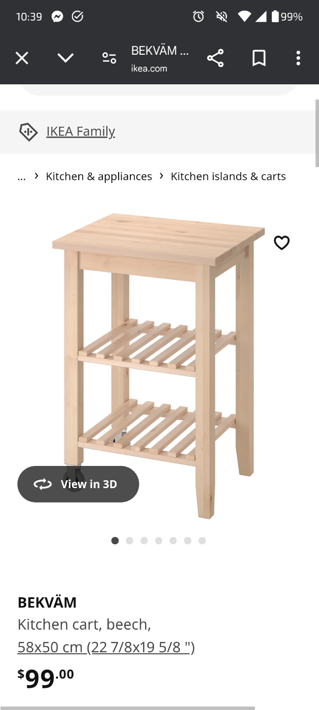 IKEA BEKVÄM Kitchen Cart - Beech