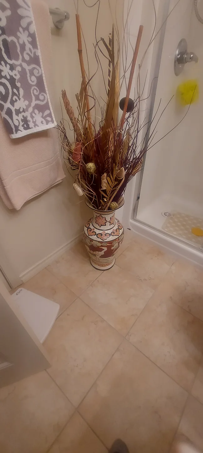 Ornate Vase with Dried Floral Arrangement thumbnail