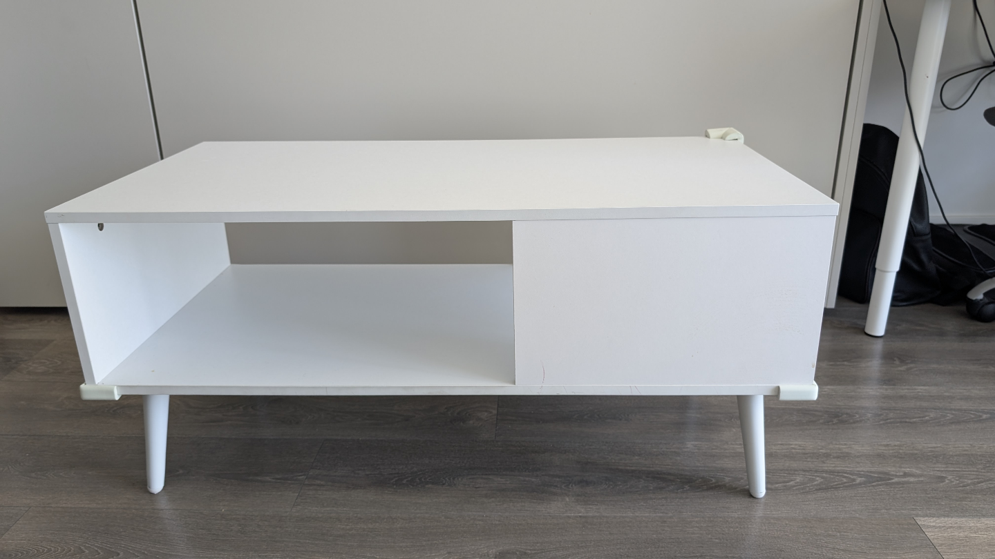Retro White Coffee Table with Open Shelving