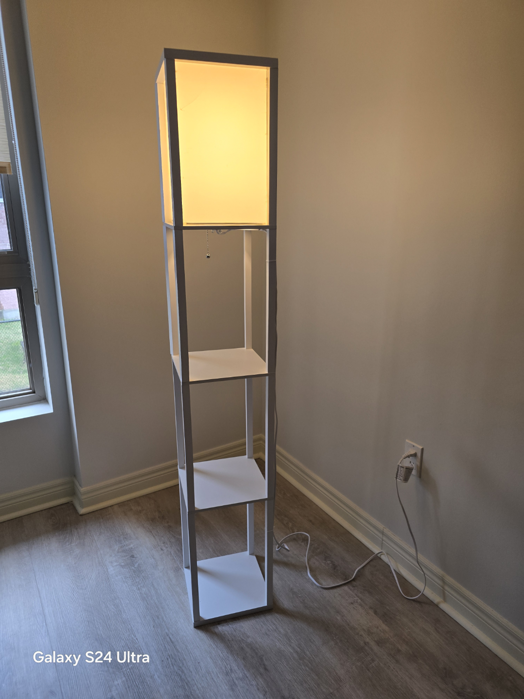 White Floor Lamp with Shelves