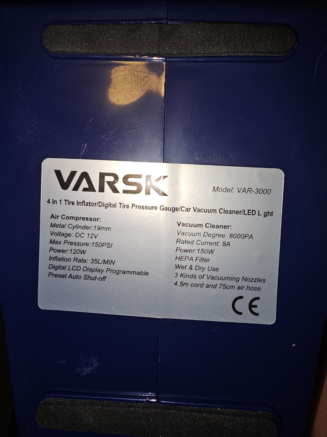 VARSK 4-in-1 Portable, Vacuum Cleaner & Tyre Inflator - photo 2