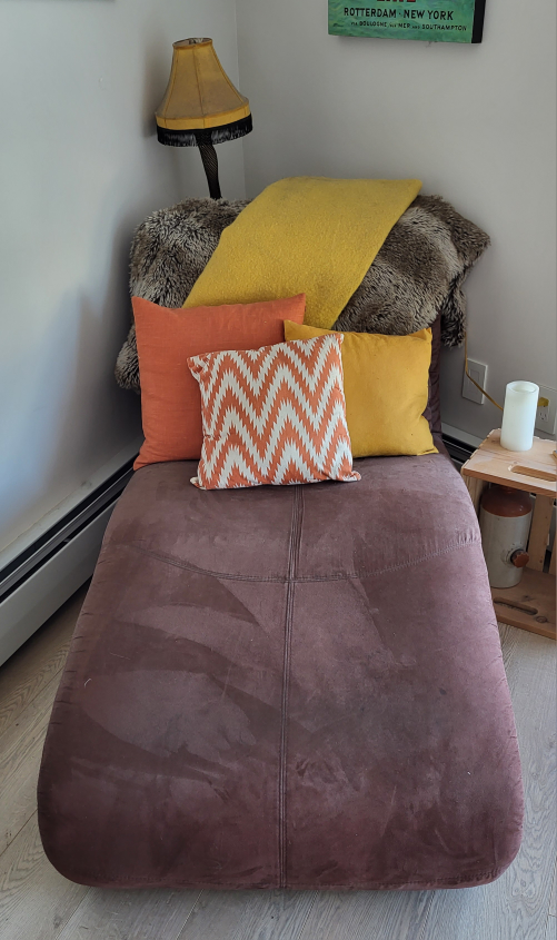 Brown Suade Chaise Lounge