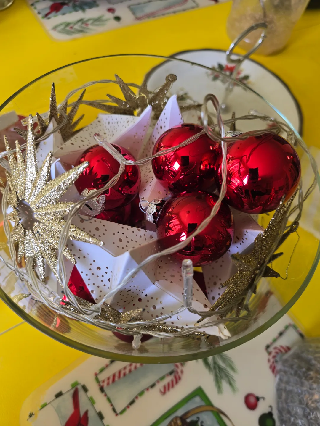 💚🌱Christmas Decorations - Red Ornaments & Glittery Stars image indicator(2)