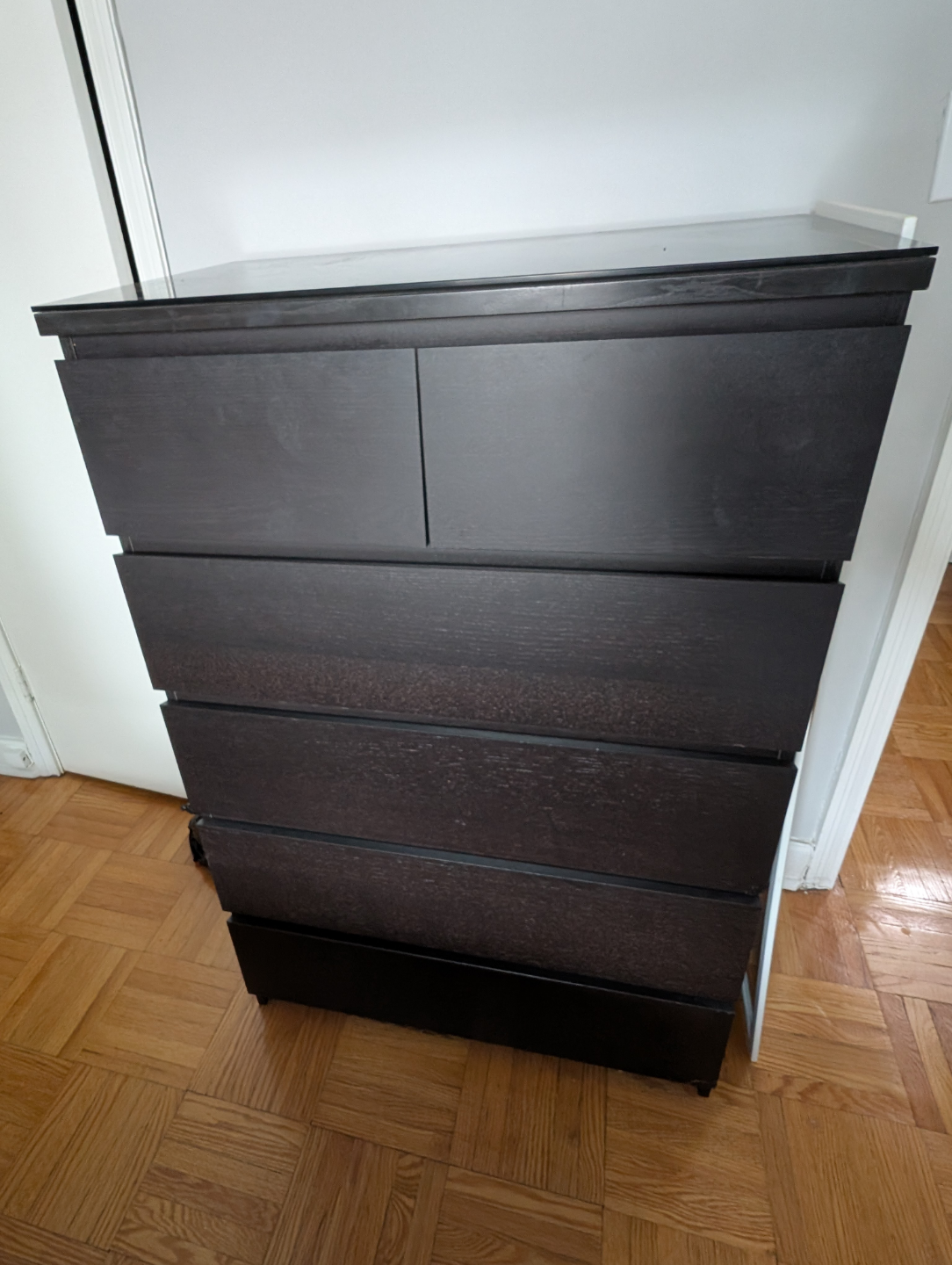 IKEA MALM 5-Drawer Chest - Black-Brown