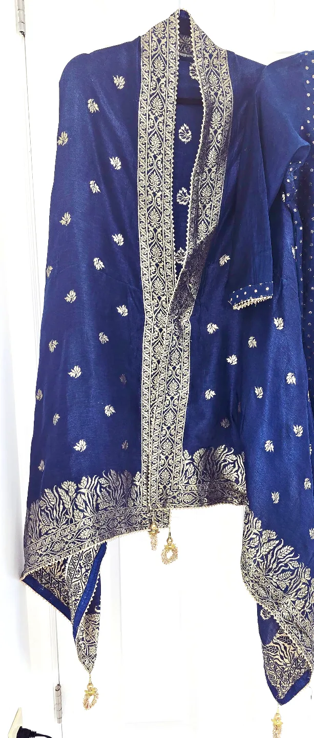 Beautiful Navy Blue Salwar Kameez Suit with Dupatta image indicator(2)