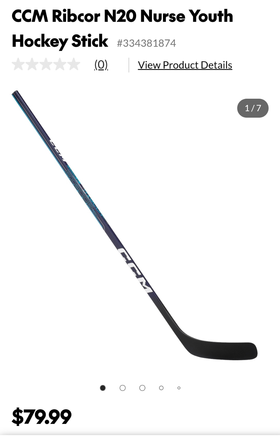 CCM Ribcor N20 Nurse Youth Hockey Stick 💚