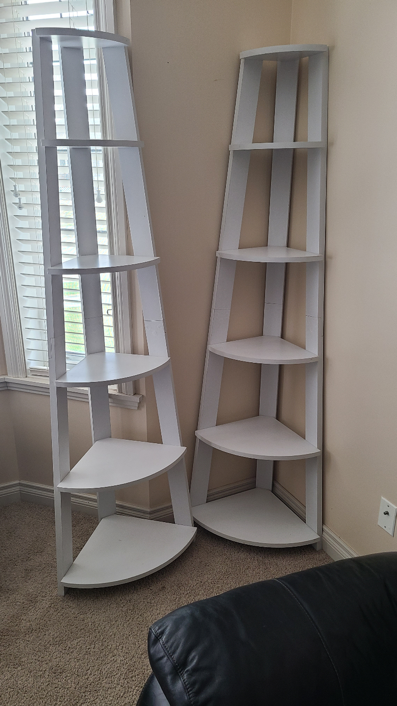 Pair of White Corner Shelves