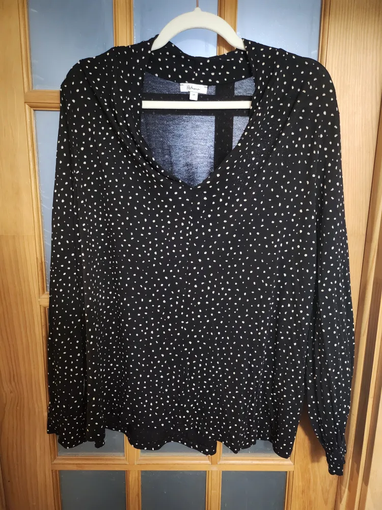 Reitmans Women's 2X Black and White Polka Dot Blouse thumbnail