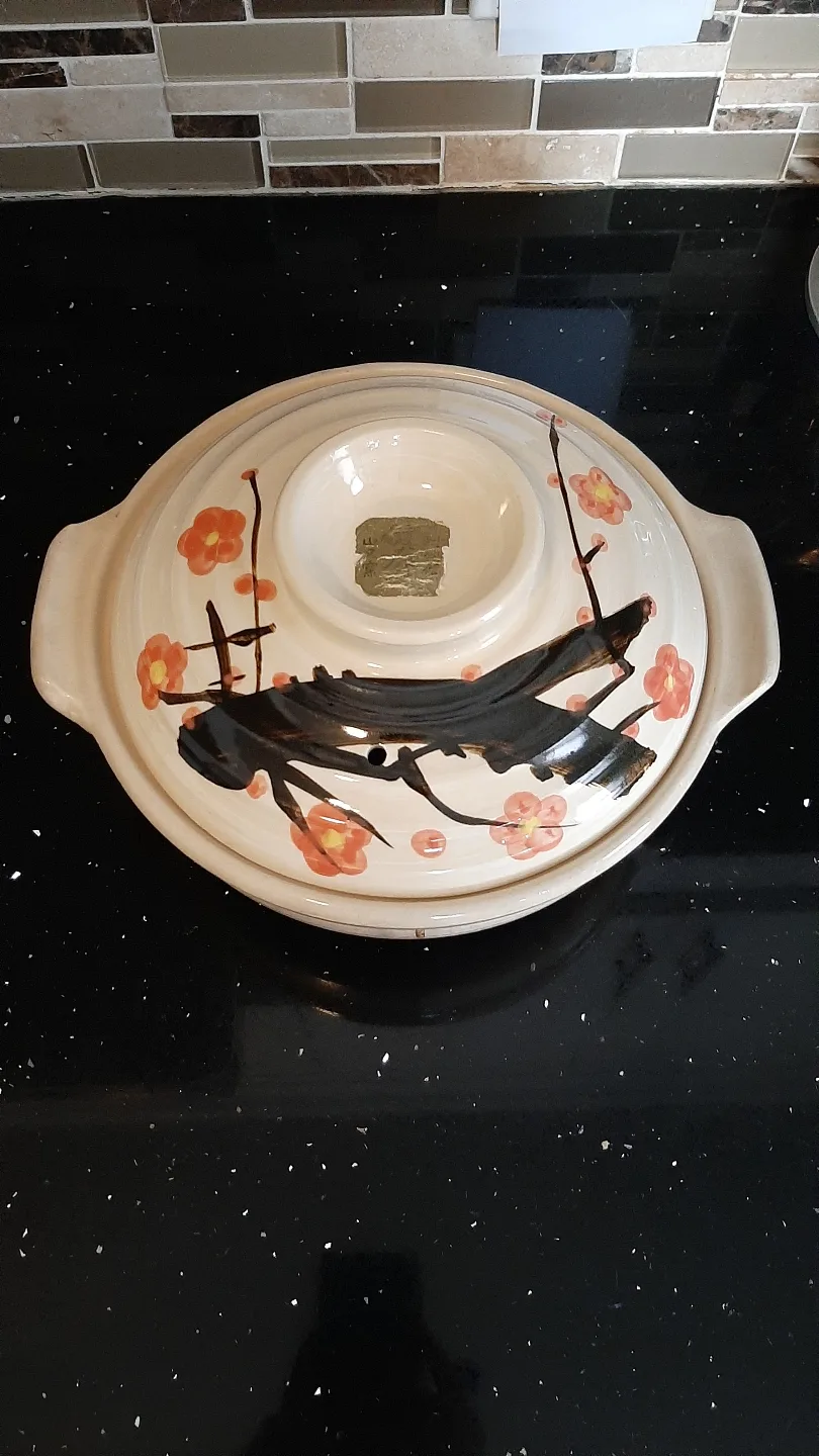 Japanese-style ceramic casserole dish with lid thumbnail