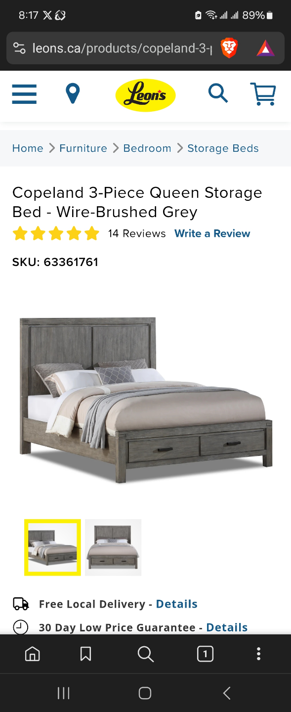 Copeland 3-Piece Queen Storage Bed - Wire-Brushed Grey