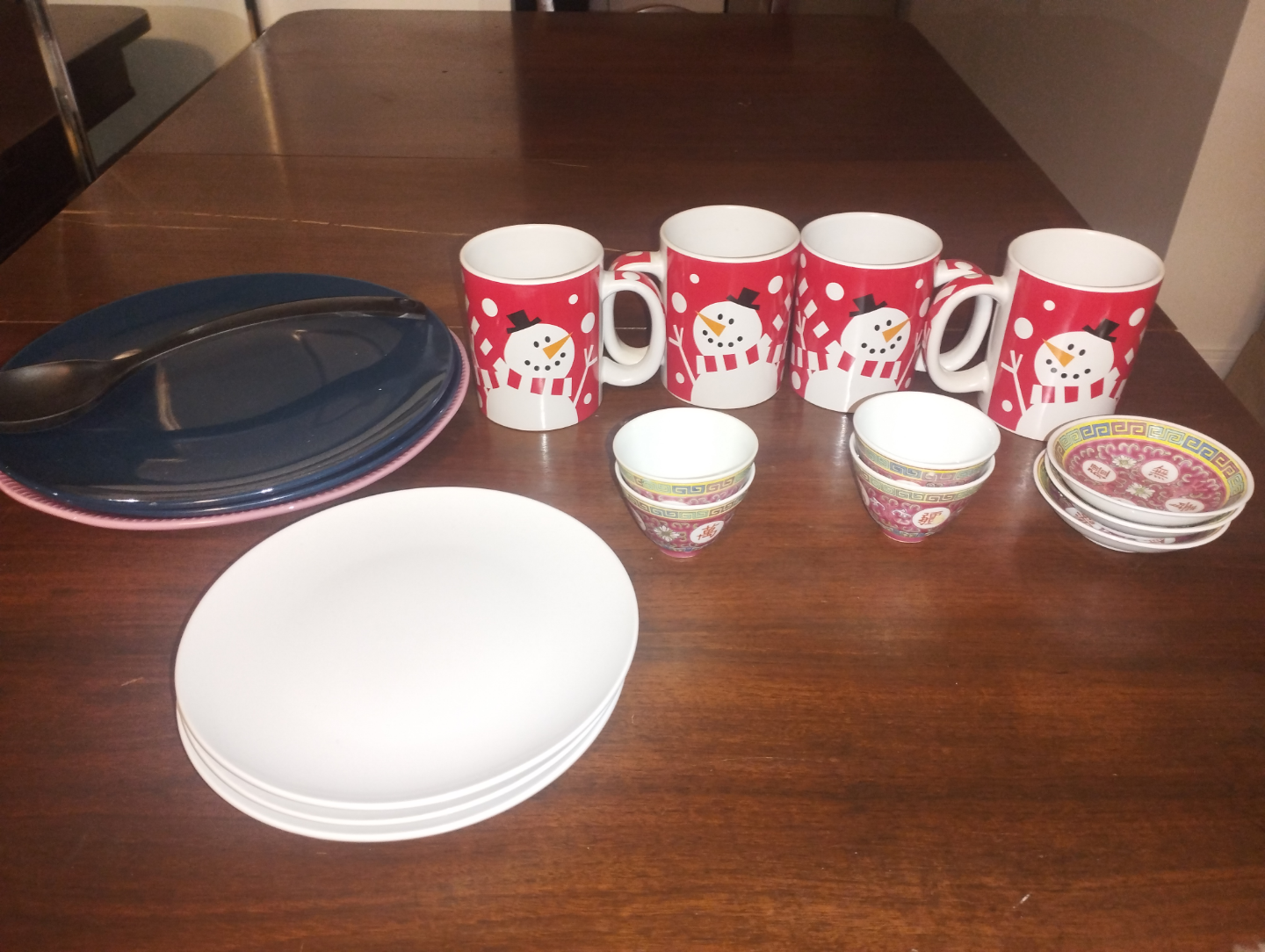 Holiday Bundle: Snowman Mugs, Plates & Tea Cups