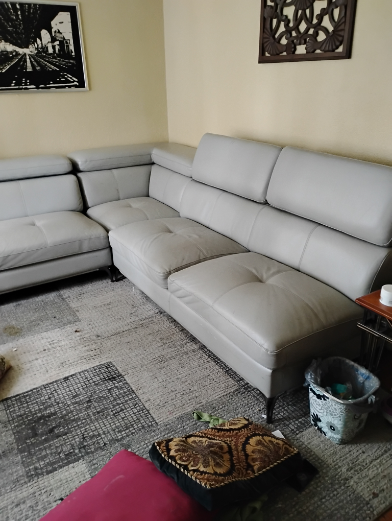 Grey Leather Sectional Sofa