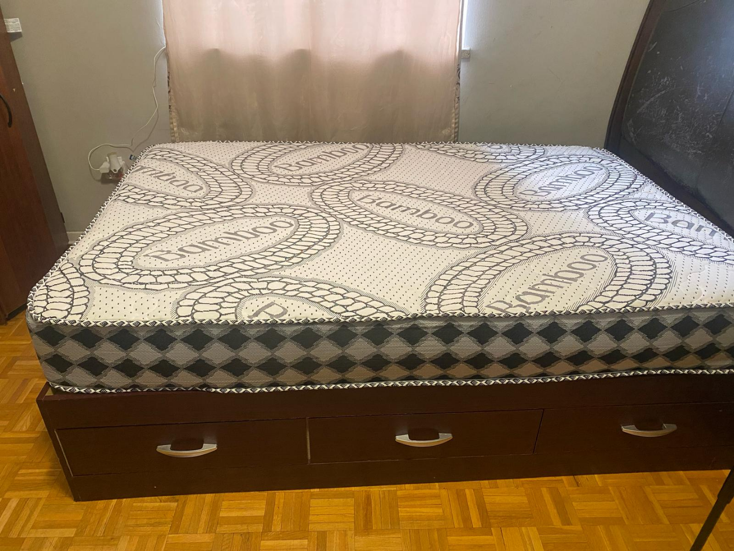 Double bed with storage and mattress