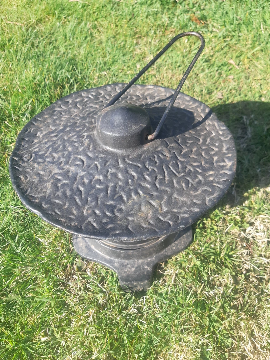 Vintage Cast Iron Lantern & Green Metal Bird Feeder - photo 2