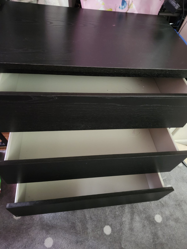 IKEA MALM 3-Drawer Chest - Black-Brown - photo 2