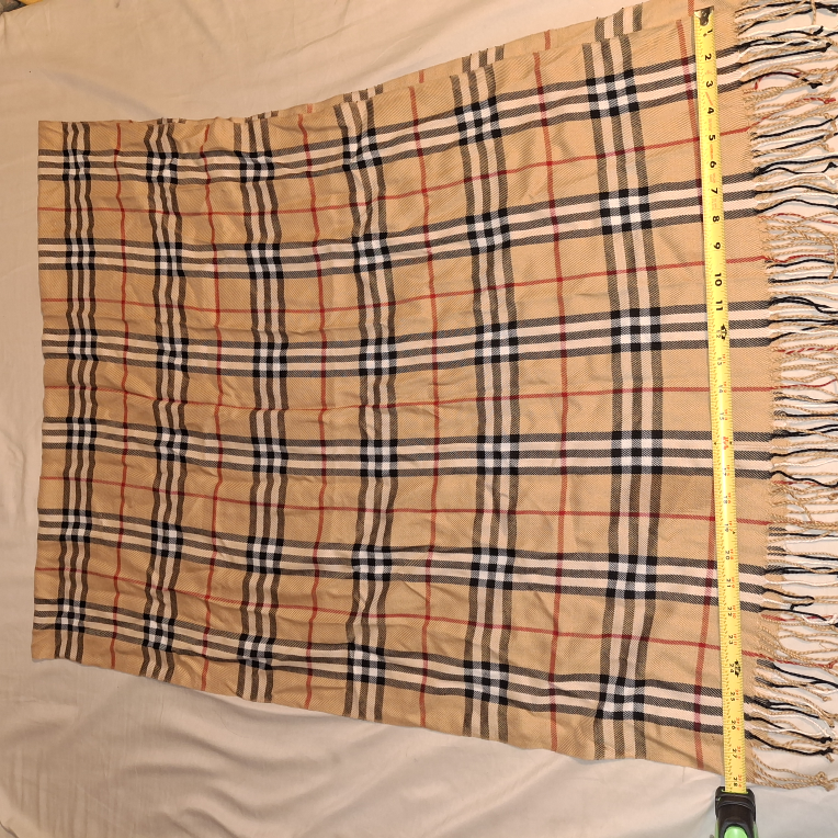 Beige and Black Plaid Scarf