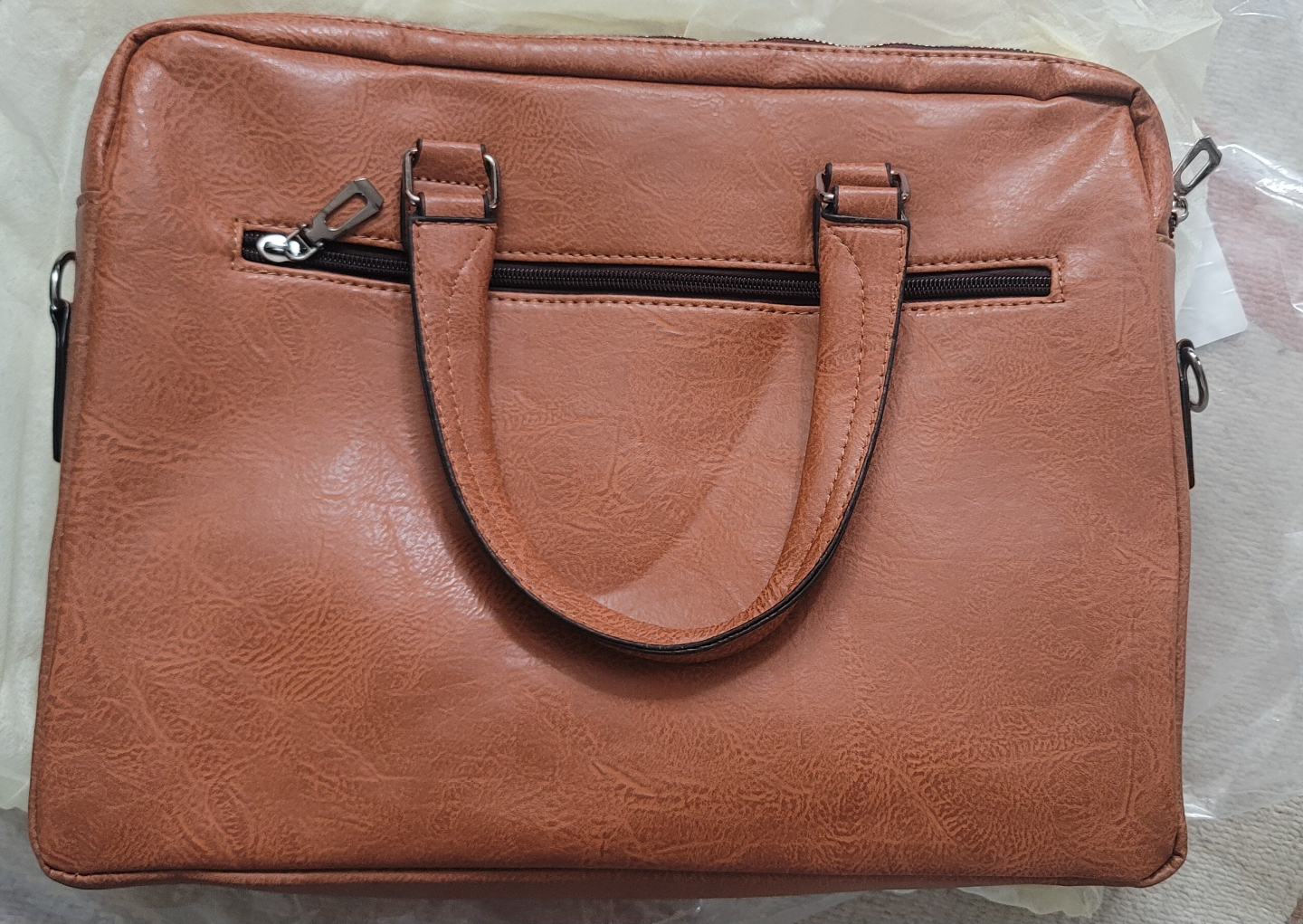 Brown Leather-Look Briefcase